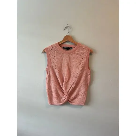 Veronica Beard Dusty Pink Kellen Pointelle Knit Sweater Tank - Picture 7 of 9